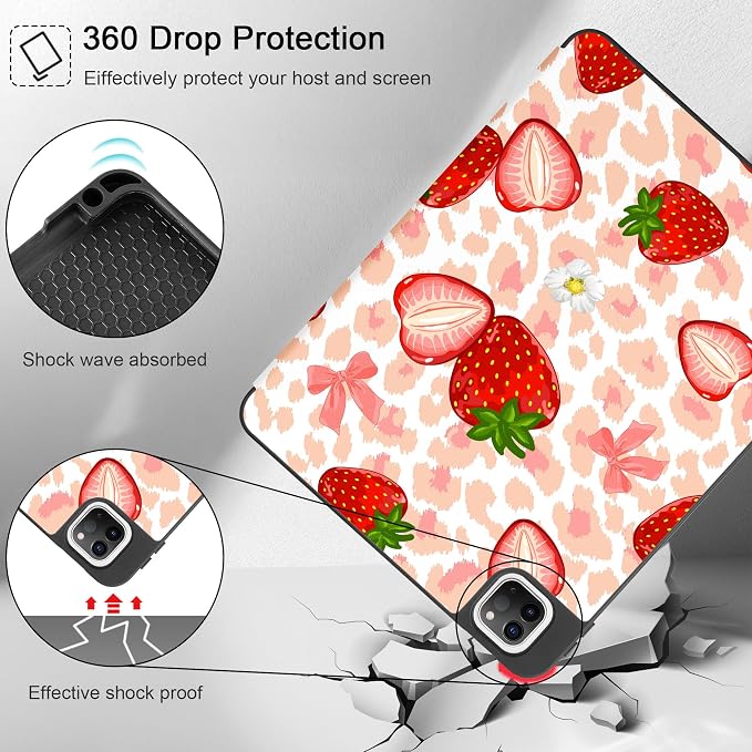 May Chen Case for iPad Pro 11 inch (4th 3rd 2nd &amp 1st Gen) 2022 2021 2020 2018 Trifold Stand + Pencil Holder + Auto Wake/Sleep + Soft TPU Protective Stand Back Cover Abstract Floral