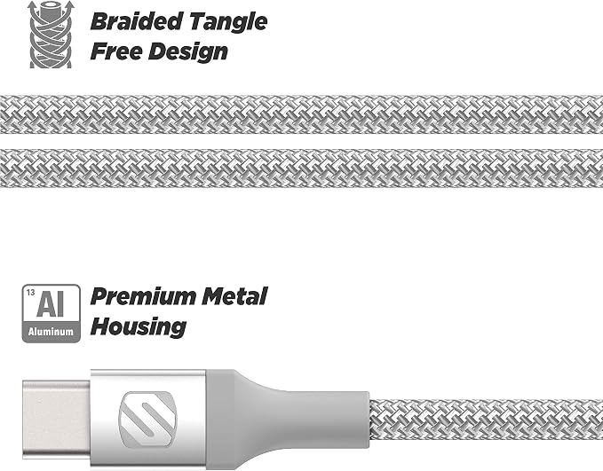 SCOSCHE CAB1-SP STRIKELINE Premium USB to Type-C Charge &amp Sync Braided Cable 1-ft. Black