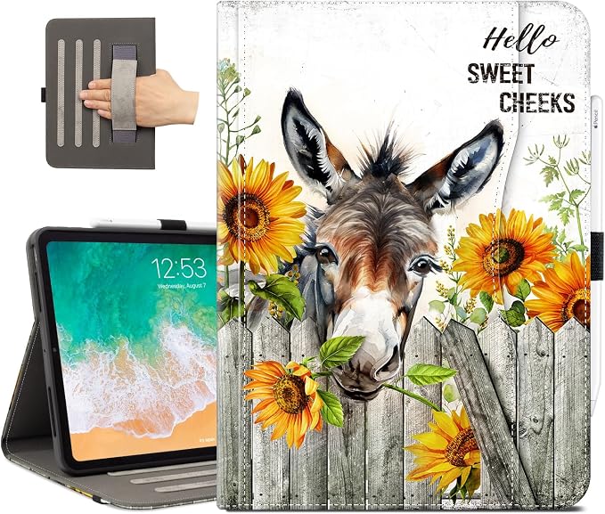 Vimorco for iPad Pro 11-inch Case M5/M4 2025/2024 for iPad Pro Case 11 Inch M5/M4 Pencil Holder/Hand Strap/Pocket/Screen Protection Band 3 Adjustable Angles Auto Sleep/Wake Beach Blue Ocean