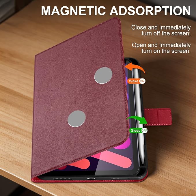 Leather Case for iPad 11th/10th Gen (11/10.9) Black | Genuine Leather Pencil Holder Adjustable Stand Magnetic Closure Auto Wake/Sleep