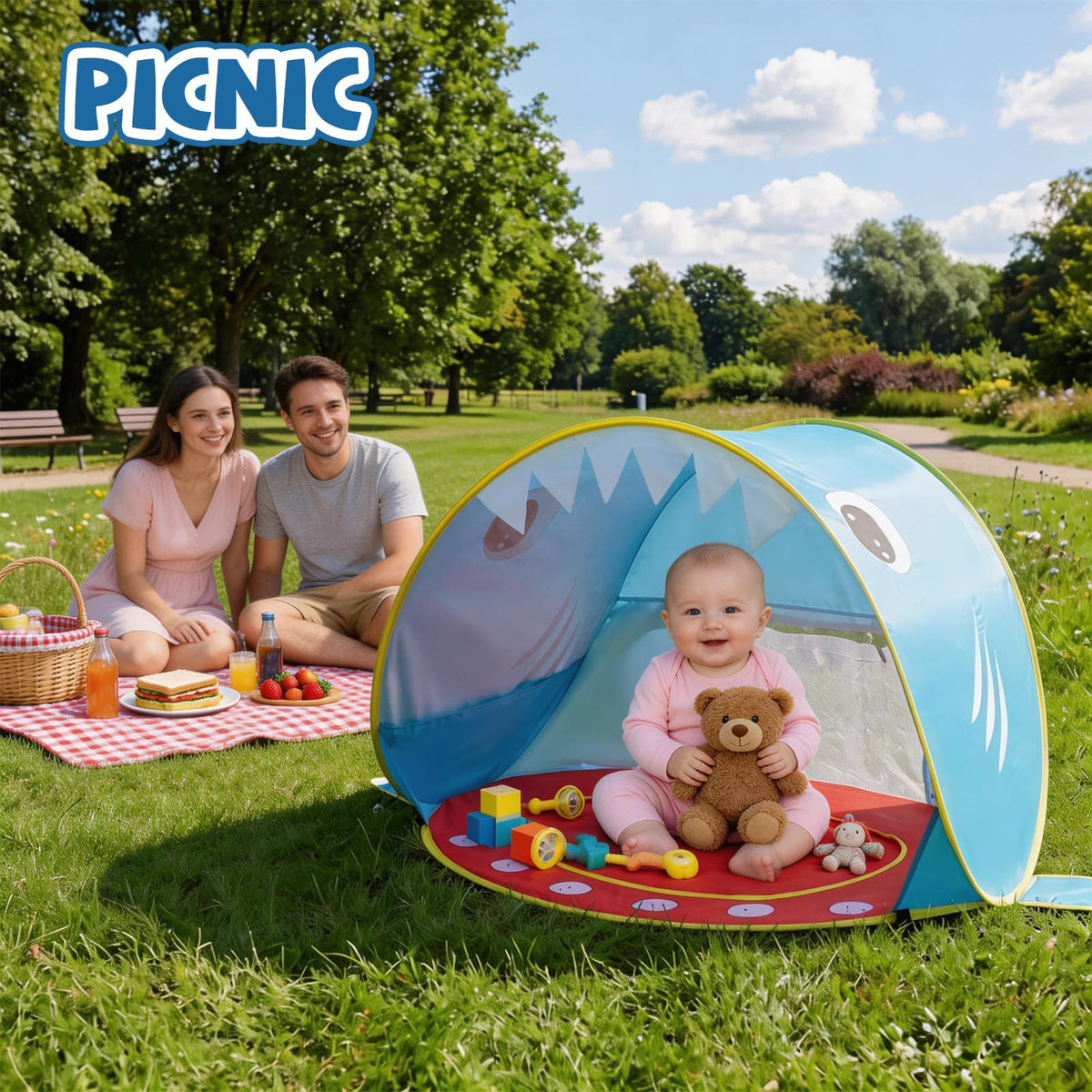 Elfzone Baby Beach Tent Pop Up Sun Shade Portable UV Shelter Shark