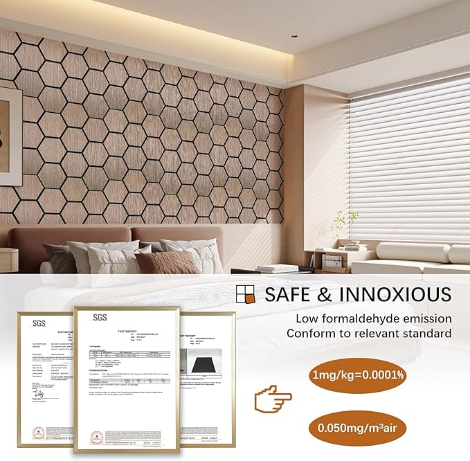 Hexagon Acoustic Wall Panels, Self-Adhesive Sound Absorbing Wall Panel by ARMURO, 4 Pack Covers 19.27 Sq Ft, Peel and Stick Noise Reducing for Home Office Studio Bedroom Wall Decor