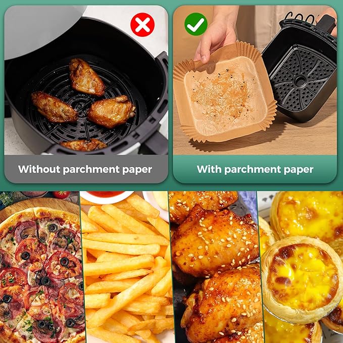 Vailnd 100Pcs Small 4.7 Inch Square Air Fryer Liners Disposable for 1-2 Qt