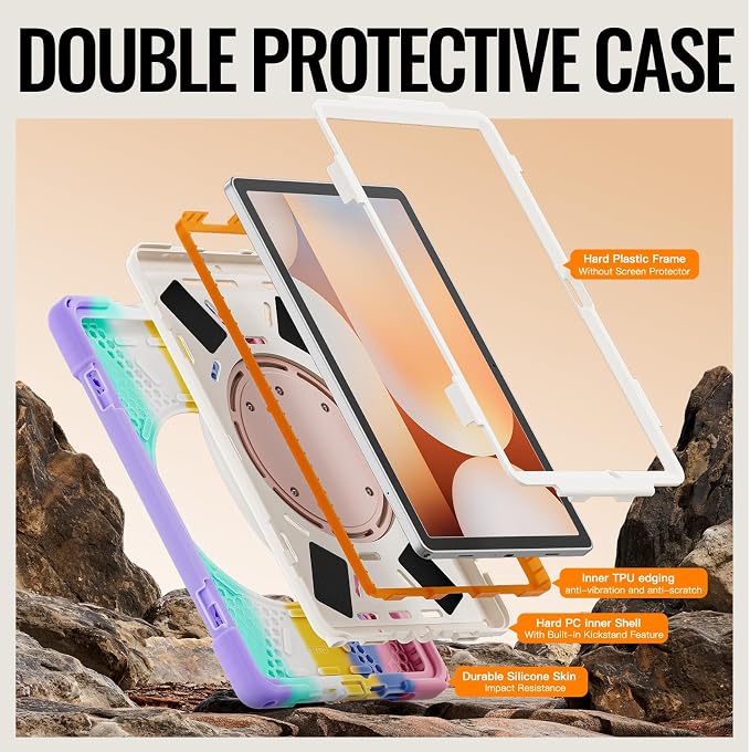 Lunivop Tablet Case Compatible with Samsung Galaxy Tab A11 Plus Case 11 Inch 2025 with 360° Rotating Stand Military - Grade Heavy Duty Protection Cover for Samsung Tab A11+ Plus Black