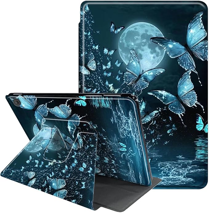Case for Samsung Galaxy Tab A9 8.7-Inch 2023360 Degree Rotating Multi-Angle Viewing Protective Cover with Auto Sleep/Wake-Blue Butterfly