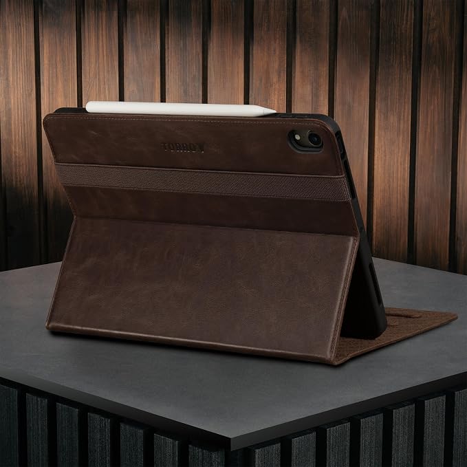 TORRO Case Compatible with iPad Air 11 M4 (2026) M3 (2025) &amp M2 (2024) and iPad Air 5th / 4th Gen - Leather Folio Cover Stand Apple Pencil Charging Auto Wake/Sleep (Black)
