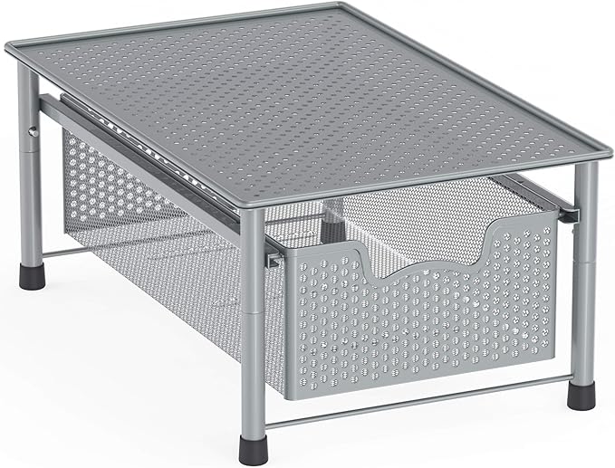 Simple Houseware Stackable Cabinet Basket Drawer Organizer, Silver