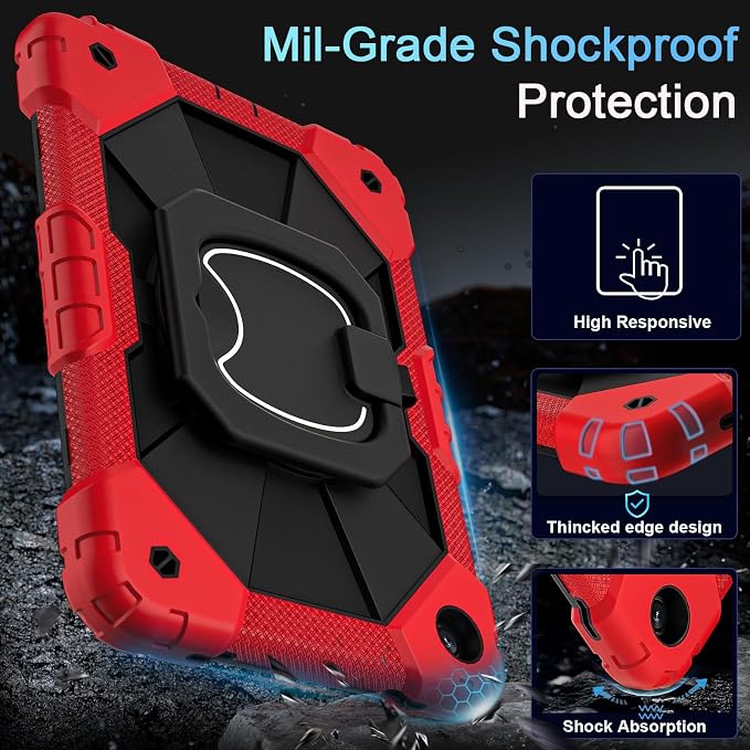Auizotl Case for Samsung Galaxy Tab A11+/A9+ Plus 11 Inch with Screen Protector/Rotating Stand/Pen HolderMilitary Grade Shockproof Cover for Galaxy Tab A11 Plus /A9 Plus CasesBlack