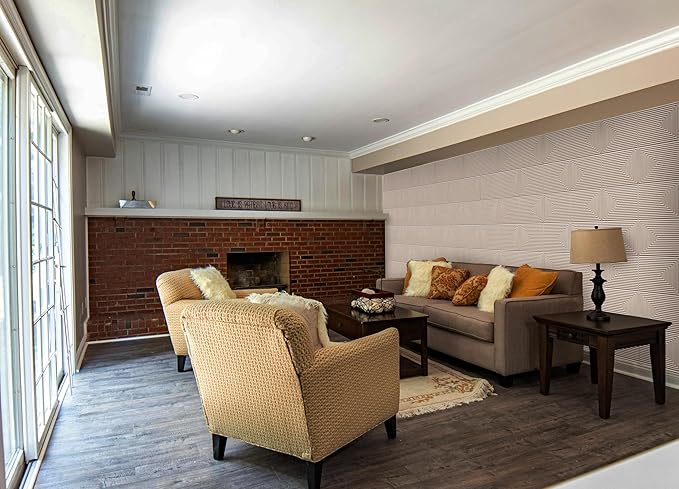 From Plain To Beautiful In Hours 9004 Depth Tier PVC 12 in x 12 in Peel and Stick Wall Panels (Covers / 10 sq.ft), Rodeo Dust, 10 Piece