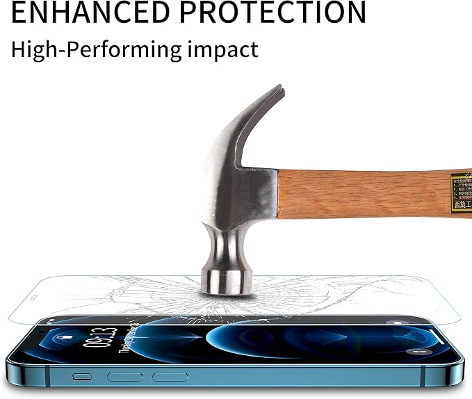 ImpactStrong 3-Pack Shatterproof Tempered Glass Screen Protector for iPhone 12 / iPhone 12 Pro [Easy Installation Frame] [Bubble Free] [9H Hardness] [Full Coverage] Case Friendly 6.1 Inch