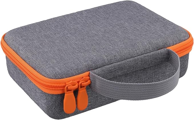 for WOLFBOX MF200 Compressed Air Duster Hard Storage Case(Gray Case,Orange Zipper)