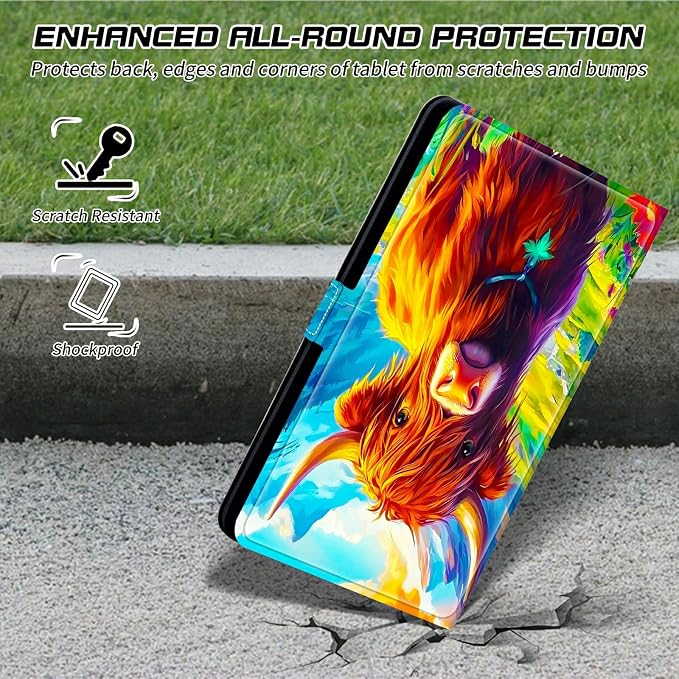 for Walmart Onn 10.1 2024 Onn 10.1 Gen 4 Universal Tablet Case 360 Degree Rotating Kickstand Protective Stand Case with Multiple Viewing PU Leather Shell Case Black Book Cat