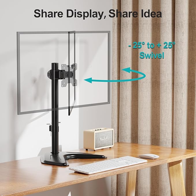 MOUNT PRO Single Monitor Stands Fits 13-32 inch/17.6 lbs Screen, Free-Standing Computer Monitor Mount for Desk, Display Standing with Adjustable Height/Tilt/Swivel/Rotation, VESA 75x75 100x100