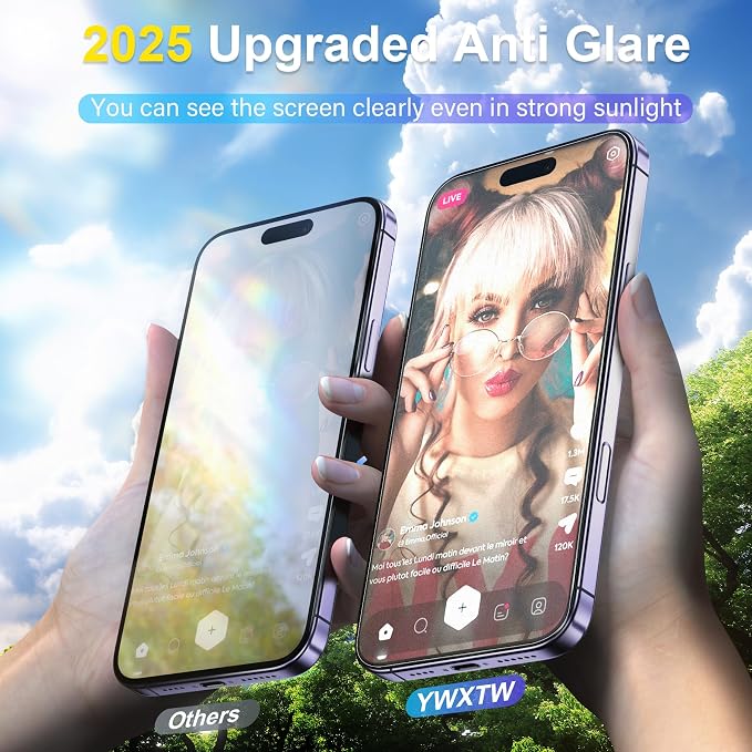 YWXTW 2 Pack Matte Screen Protector for iPhone 14 Pro Max 6.9 Inch + 1 Set Camera Lens Protector Anti Glare Anti Fingerprint 14 Pro Max Glass Screen Protector Bubble Free Smooth as Silk