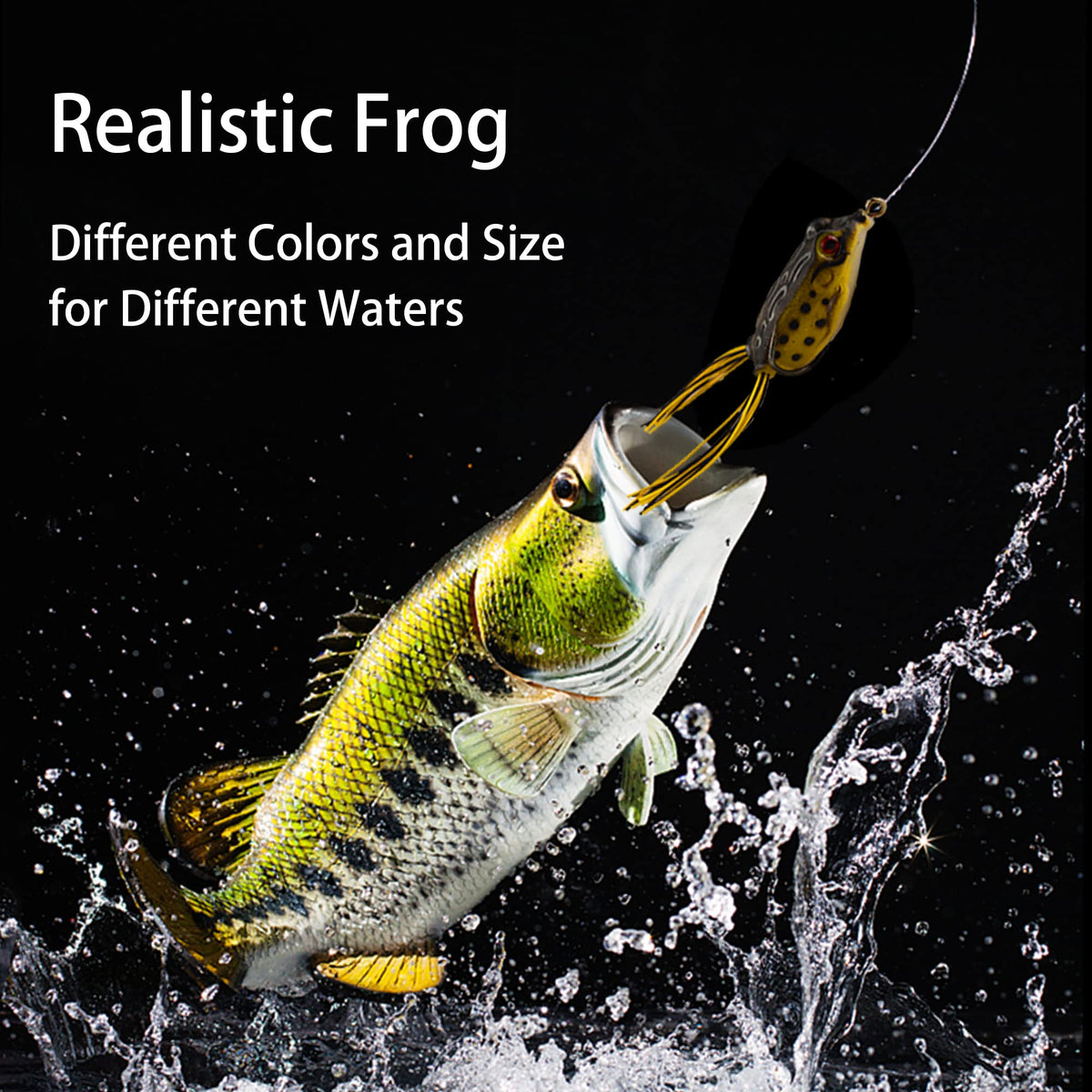 5PCS Topwater Frog Lures Set with Box, Realistic Soft Hollow Body Fishing Lures for Bass Snakehead Pike Bowfin, Weedless Freshwater Simulated Frog Baits