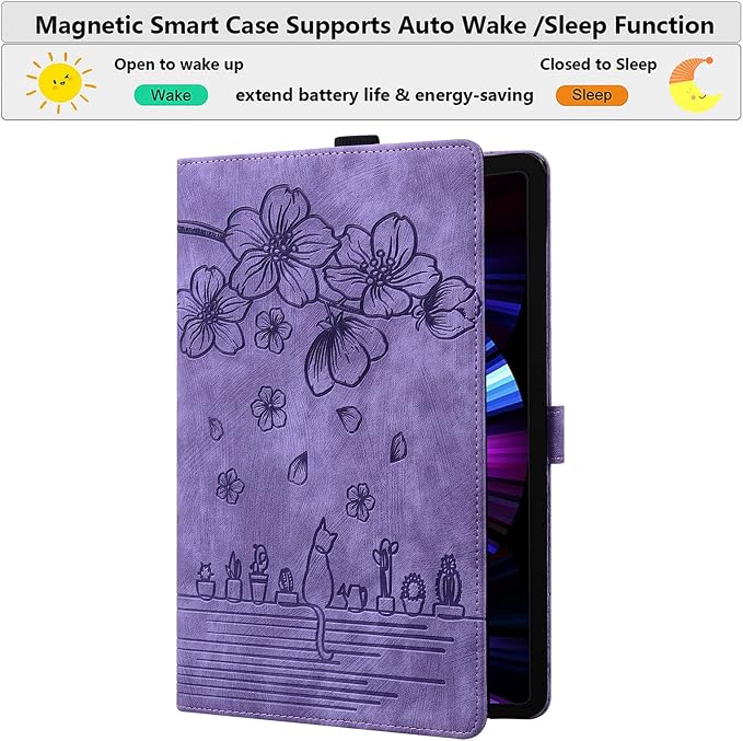 for Apple iPad 10.2 Case 9th/8th/7th Generation Cover (2021/2020/2019) with Auto Wake/Sleep Ultra Thin Lightweight Trifold Stand Folio PU Leather &amp Hard Back Hybrid Cover Almond Blossom