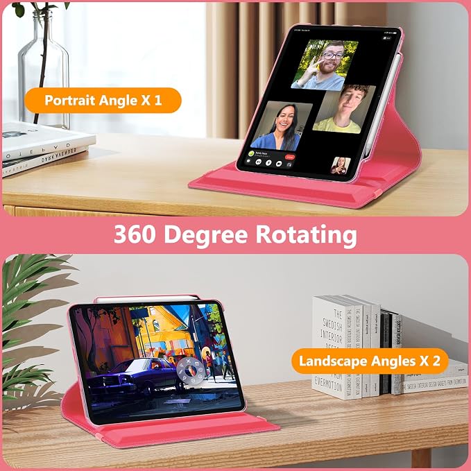 Fintie Rotating Case for iPad Air 13-inch M4/M3/M2 (2026/2025/2024) | 360° Swivel Stand Landscape &amp Portrait Viewing Shockproof Protective Cover Pencil Holder Auto Sleep/Wake Black