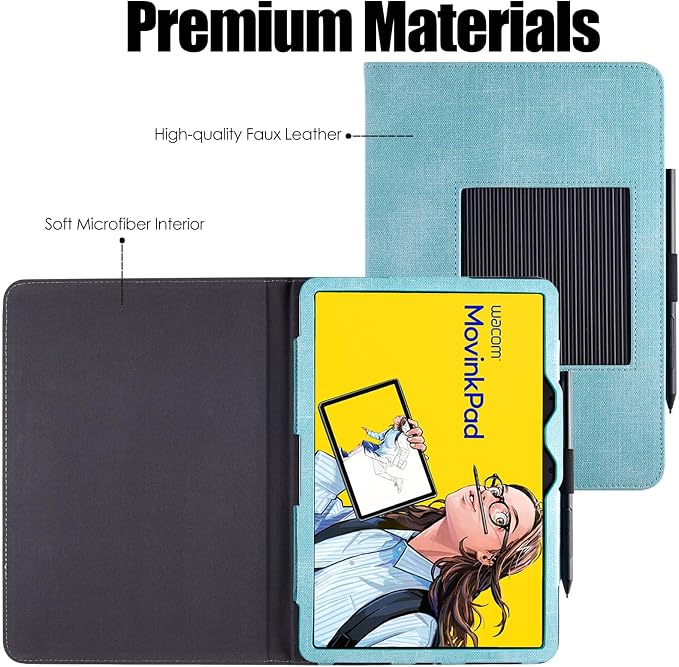 Case for Wacom MovinkPad 11 TabletDark Blue | Multiple-Angles Viewing StandPremium PU Leather Protective Cover with Pen Holder Loop