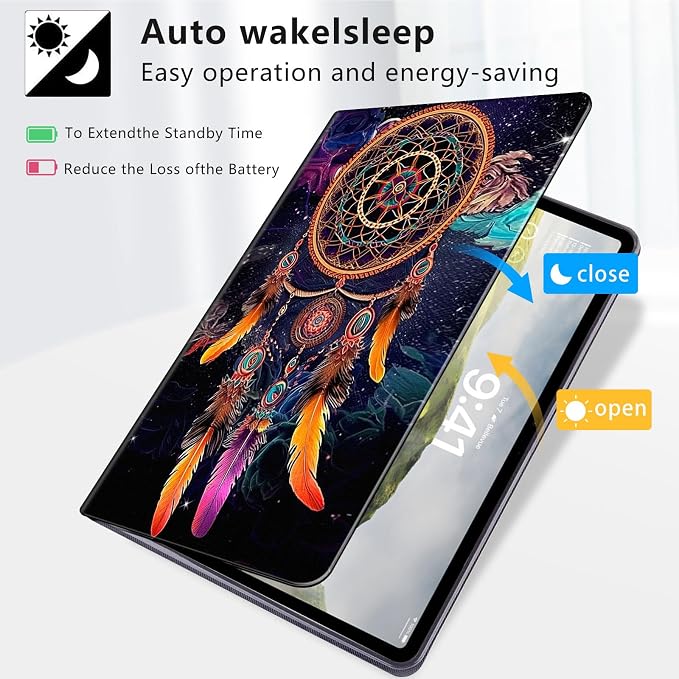 Case for iPad Air 11-inch (M4 2026 / M3 2025 / M2 2024) iPad Air 5th/4th Gen (2022/2020) 10.9 Slim PU Leather Folio Stand &amp Auto Sleep/Wake Protective Smart Cover Tree Fluorescent