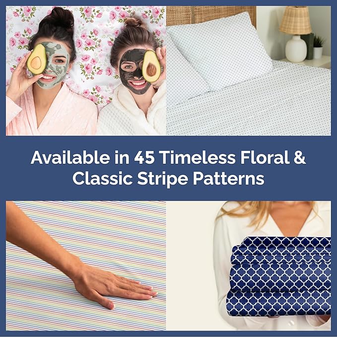 CGK Unlimited Blue Grid Bed Sheet Set – 1 Flat & 1 Fitted Sheet & 2 Pillowcases w/Deep Pockets – Wrinkle & Fade Resistant - Soft, Breathable & Cooling – Checkered Grid Bed Set, Seasons - Full Size