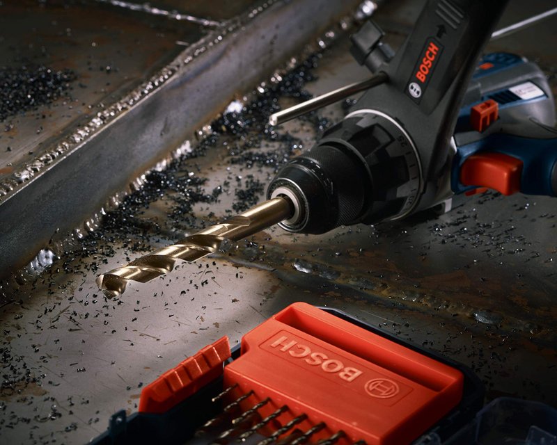 BOSCH CO14B 14-Piece Cobalt Drill Bit Set with Included Case - M42 Metal Drill Bits with Three-Flat Shank for Drilling Applications in Stainless Steel, Cast Iron, Titanium, and Light-Gauge Metal