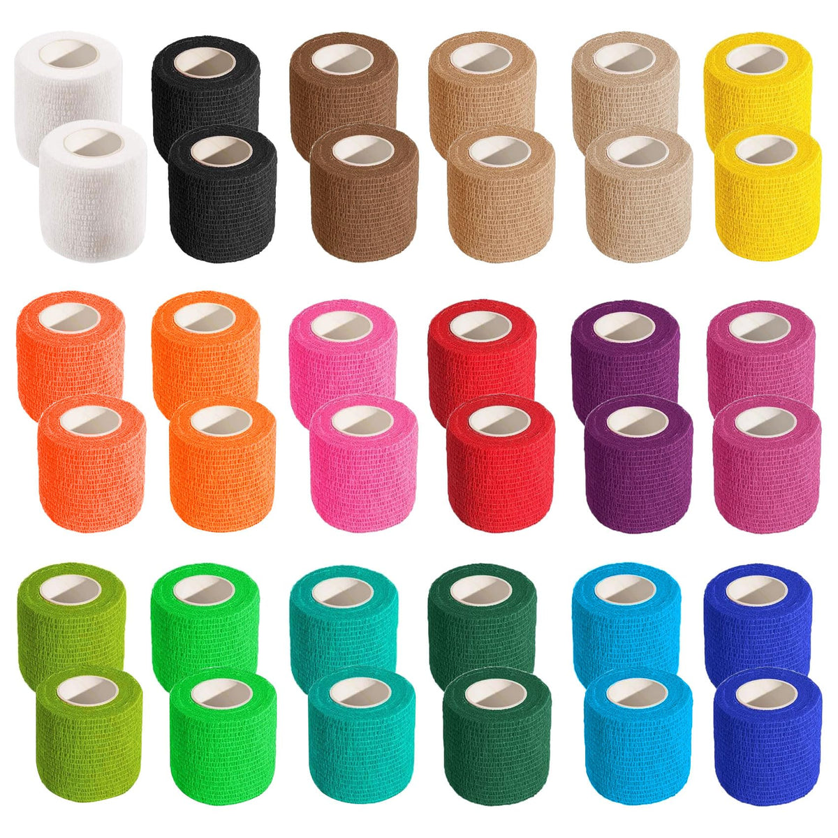 Lusy DM 36 PCS Self Adhesive Bandage Wrap 2" X 5 Yards Elastic Cohesive Bandage Wrap Bandage Wrap Rolls Elastic Self-Adherent Tape for Stretch Athletic, Sports, Wrist, Ankle