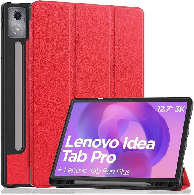 YRH for Idea Tab Pro 12.7 inch Case 2025 with Pen Holder Soft TPU Back Tablet Cover Case with Auto/Sleep (Black)