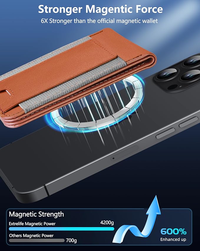ExtreLife 2-in-1 Magsafe Wallet Adjustable Stand Open ID Window Magnetic Wallet for iPhone 17/16/15/14 Pro Max/14 Pro/14 Plus/13/12 Series 9 Cards Holder Vegan Leather Black