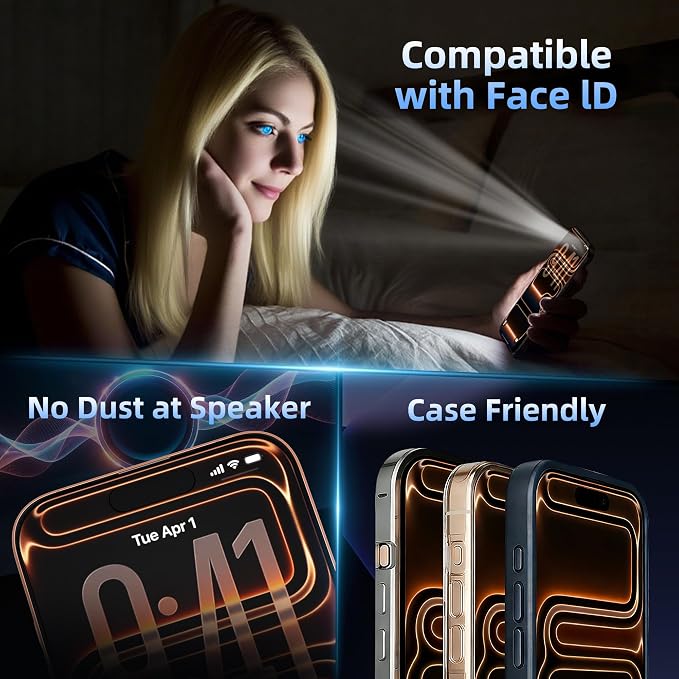 2-Pack Tempered Glass Matte Privacy Screen Protector for iPhone Anti-spy Auto-Dust Removal Anti-glare High Definition Full Coverage No Bubble Easy Installation (For iPhone 16 Pro Max)