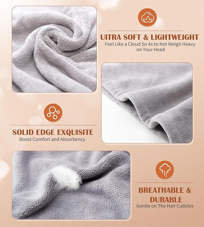 POPCHOSE Microfiber Hair Towel Wrap, 3 Pack Fast Drying Hair Turban