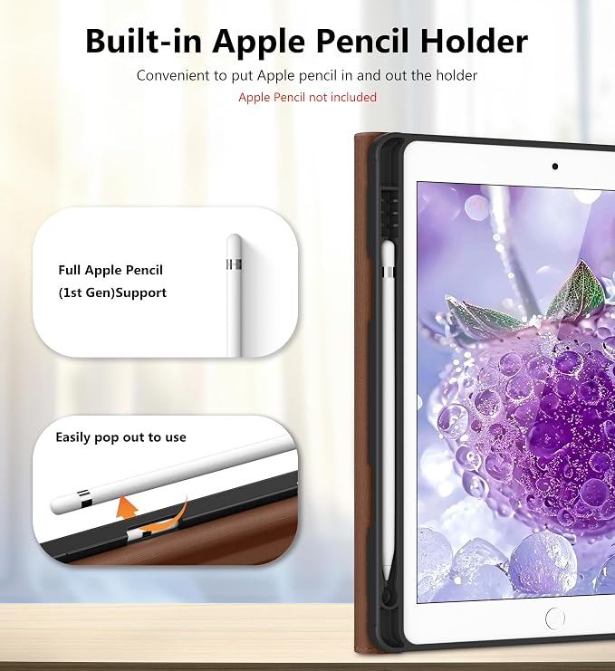 DTTO for iPad 9th/8th/7th Gen Case 10.2 Inch (2021/2020/2019) Brown | 360 Degree Rotating Premium Faux Leather Folio Stand Cover with Pencil Holder Auto Sleep/Wake Multiple Angles Hand Strap