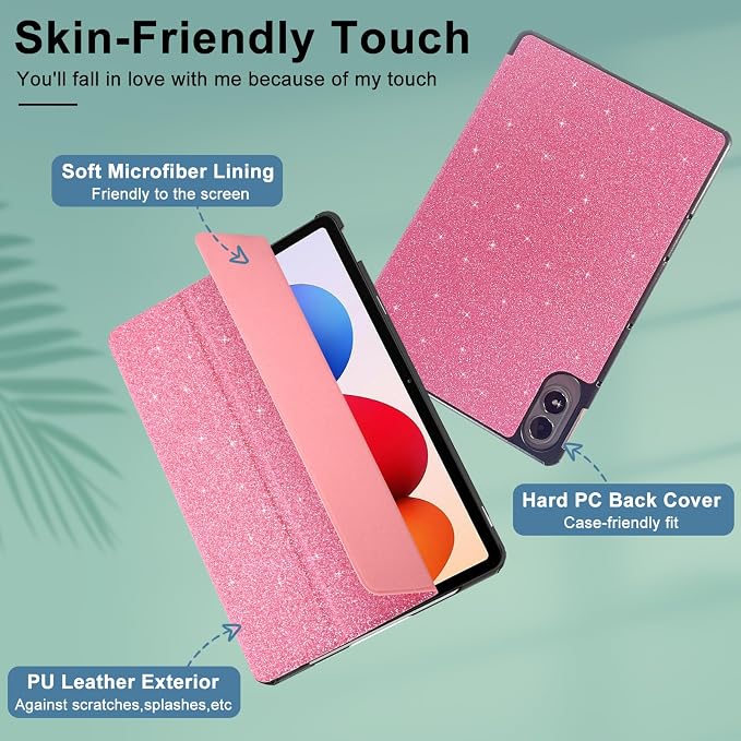Caweet Case for Xiaomi Redmi Pad 2 PRO 12.1 Inch 2025 Released Lightweight Hard Back Shell Tri-Fold Stand Cover with Auto Sleep/Wake Almond Blossom