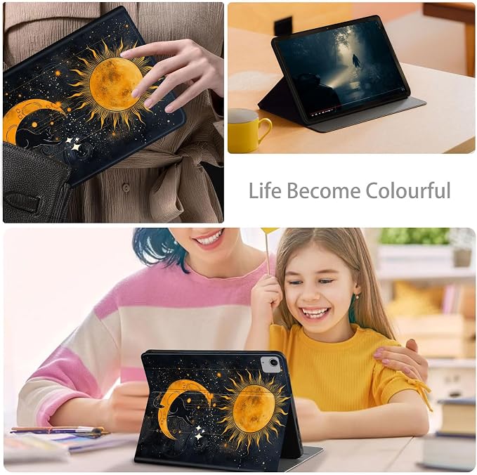 Case for iPad Air 11-inch (M4 2026 / M3 2025 / M2 2024) iPad Air 5th/4th Gen (2022/2020) 10.9 Slim PU Leather Folio Stand &amp Auto Sleep/Wake Protective Smart Cover Tree Fluorescent