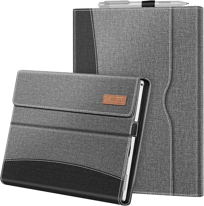 Fintie Case for 12.3 Inch Microsoft Surface Pro 7 Plus Surface Pro 7/6/5/4/3 - Portfolio Business Cover with Pocket Compatible with Type Cover Keyboard Black
