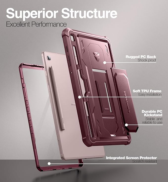 Dexnor Case for Samsung Galaxy Tab S6 Lite 10.4 Inch 2024/2022/2020 [Built in Screen Protector &amp Kickstand] with Pen Holder Heavy Duty Shockproof Full Body Protective Cover for Tab S6 Lite (Black