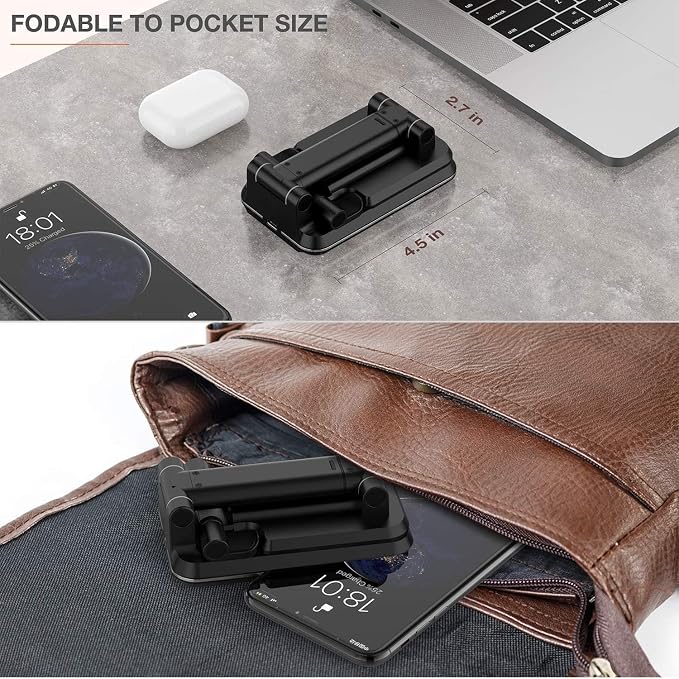 Dual 10W Wireless Charger Fast Foldable Compatible with Samsung Galaxy S25 Ultra Stand 2-Coils Charging Pad Slim