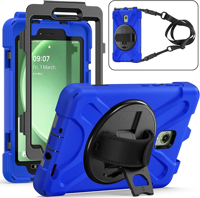 Samsung Galaxy Tab Active5/Active 3 8.0 Case with 360 Stand Handle Hand Strap &amp Shoulder Strap for Galaxy Tab Active5 8 2024 X300/X307 Active3 8 2020 T570/T575/T577 (Black)