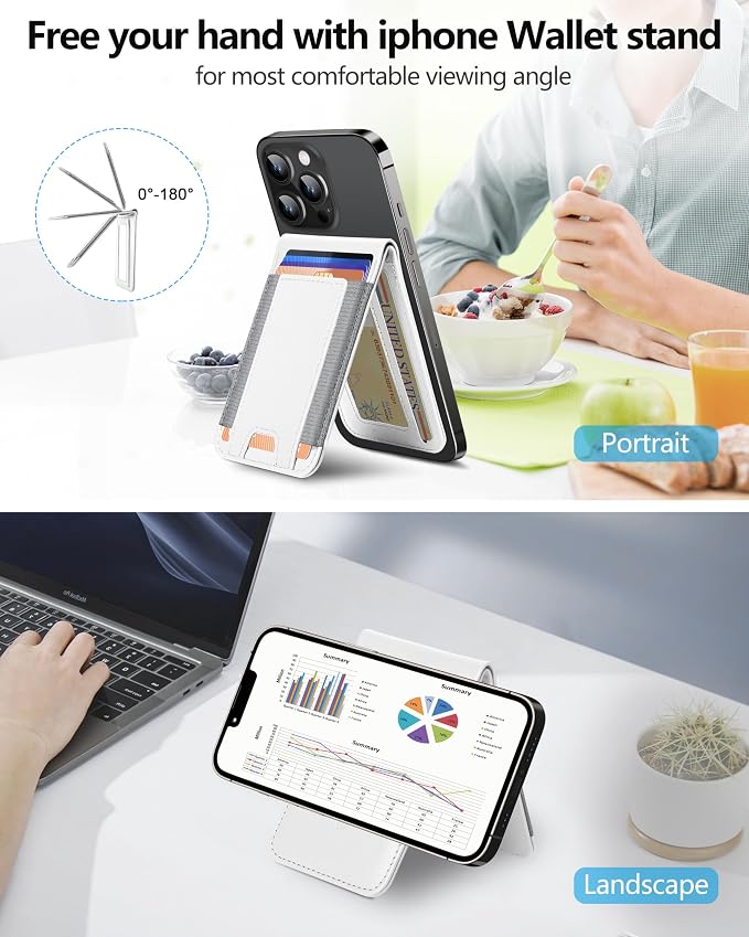 ExtreLife 2-in-1 Magsafe Wallet Adjustable Stand Open ID Window Magnetic Wallet for iPhone 17/16/15/14 Pro Max/14 Pro/14 Plus/13/12 Series 9 Cards Holder Vegan Leather Black