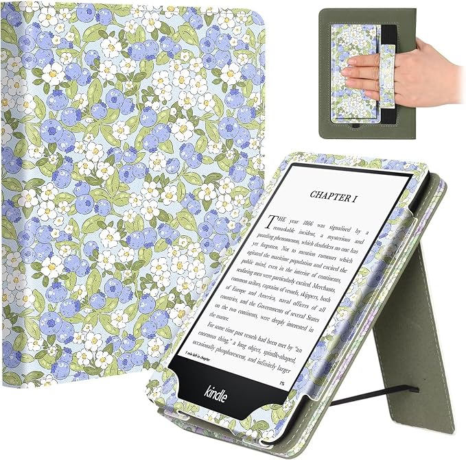 Fancity Case for Kindle Paperwhite 7/6.8 12th/11th Generation 2025 2024 | PU Leather Case with Auto Wake/Sleep Hand Strap for Kindle Paperwhite/Colorsoft Signature Edition 2021 Monet's Garden