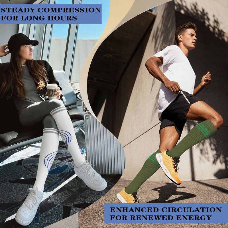 Sooverki Graduated Copper Compression Socks for Men & Women Circulation 8 Pairs 15-20mmHg - Best for Running Athletic Cycling