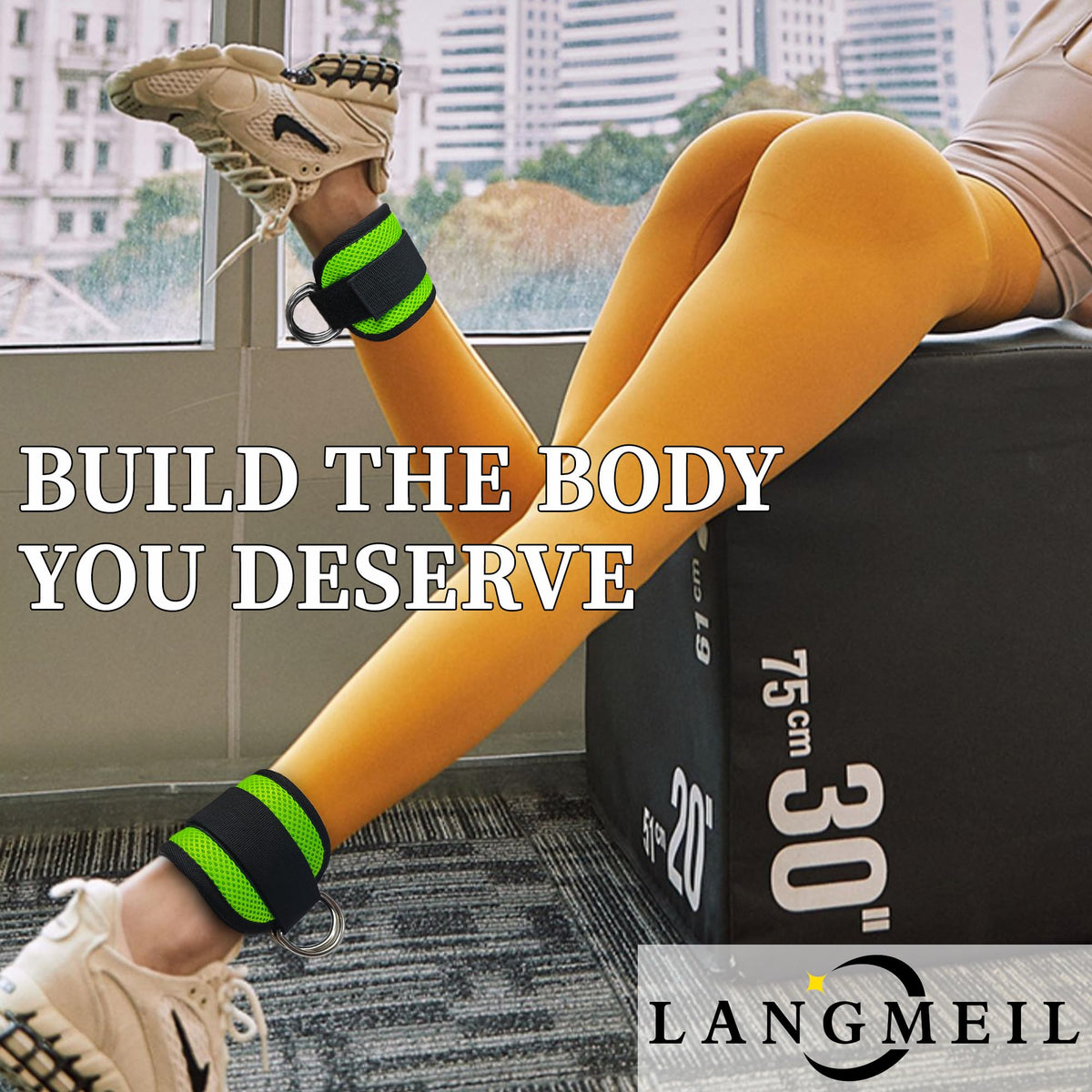Langmeil 2Pack Comfortable Ankle Strap for Cable Machine, Fitness Work Out Cuff Attachment for Home & Gym, Booty Workouts Kickbacks, Leg Extensions, Hip Abductors Men Women(Green)