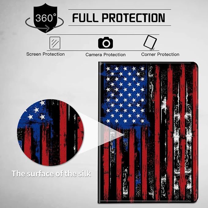 for All-New Fire HD 10 Tablet Case (13th Generation 10.1 inch 2023 Release) with Adjustable Stand &amp Auto Wake/Sleep Feature Smart Protect Cover Case - American Flag
