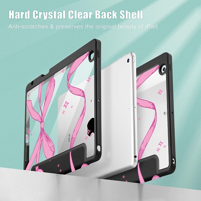 Tuiklol for iPad 10.2 inch 9th / 8th / 7th Gen 2021 2020 2019 Release Case | Built in Pencil Holder - TPU Protection Trifold Stand Stand Clear Back Tablet Cover With Auto Wake/Sleep Blue berries