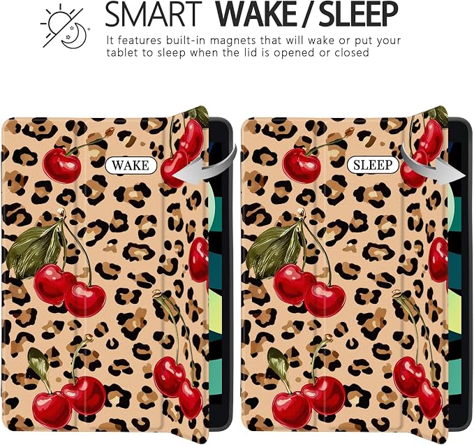 Joyland Brown Leopard Floral for iPad 6th/5th Generation 9.7 Inch 2018/2017Air 2/Air 1 CaseBuilt-in Pencil Holder with Shockproof Cover Transparent Back Shell Auto Wake/SleepBlack