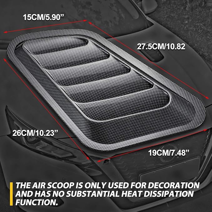 KaTur 1 Pair Universal Car ABS Decorative Air Flow Intake Scoop Turbo Bonnet