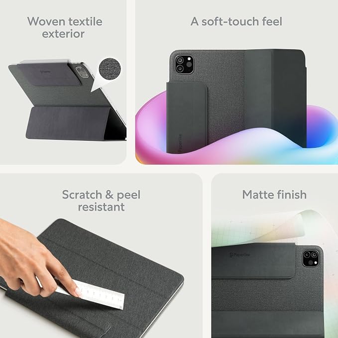 Paperlike® Folio Case for iPad Air 13 (M4M3M2) &amp iPad Pro 12.9 | Slim Magnetic Cover real Textile Surface Supports Apple Pencil Charging &amp Auto Sleep/Wake