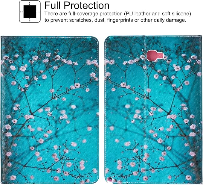 Galaxy Tab A 10.1 with S Pen Case Newshine Slim Folding Stand Case with Card Slots Protective Cover for Samsung Galaxy Tab A 10.1 inch Tablet with S Pen Version (SM-P580/P585) - Almond Flowers
