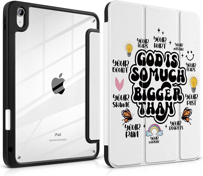 Case for iPad (A16) 11th Generation 11 inch 2025 /iPad 10th Gen 10.9 2022 - Aesthetic Cute Preppy Design Trifold Cover with Soft TPU Bumper Clear Back Auto Sleep/Wake Waves