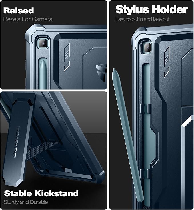 Dexnor Case for Samsung Galaxy Tab S6 Lite 10.4 Inch 2024/2022/2020 [Built in Screen Protector &amp Kickstand] with Pen Holder Heavy Duty Shockproof Full Body Protective Cover for Tab S6 Lite (Black