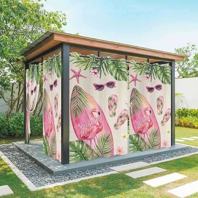 Summer Flamingbirds Outdoor Curtains
